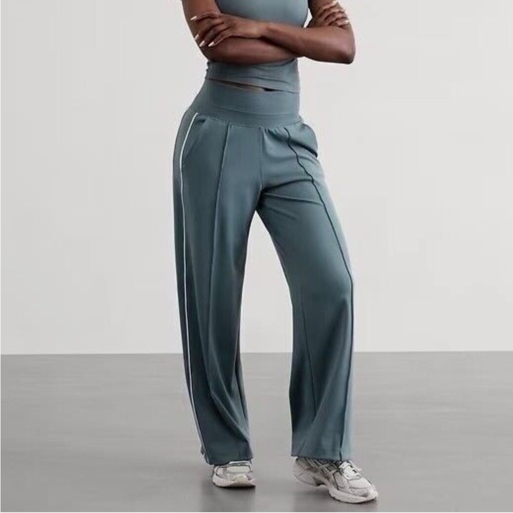 Athleta Venice high rise track stripe wide leg pant